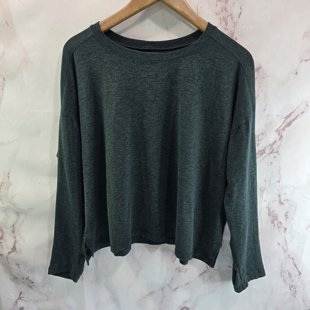 Girlfriend Collective Shirt Womens Large Green Boxy Crew Pullover Forest Dark